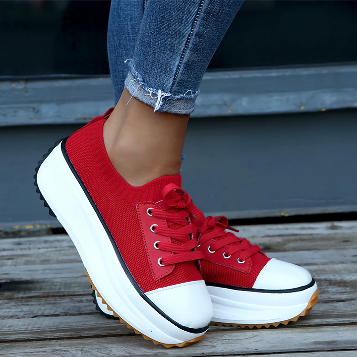 Knit Sock Upper Lace Up Chunky Platform Sneaker