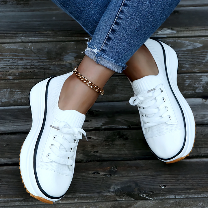 Knit Sock Upper Lace Up Chunky Platform Sneaker