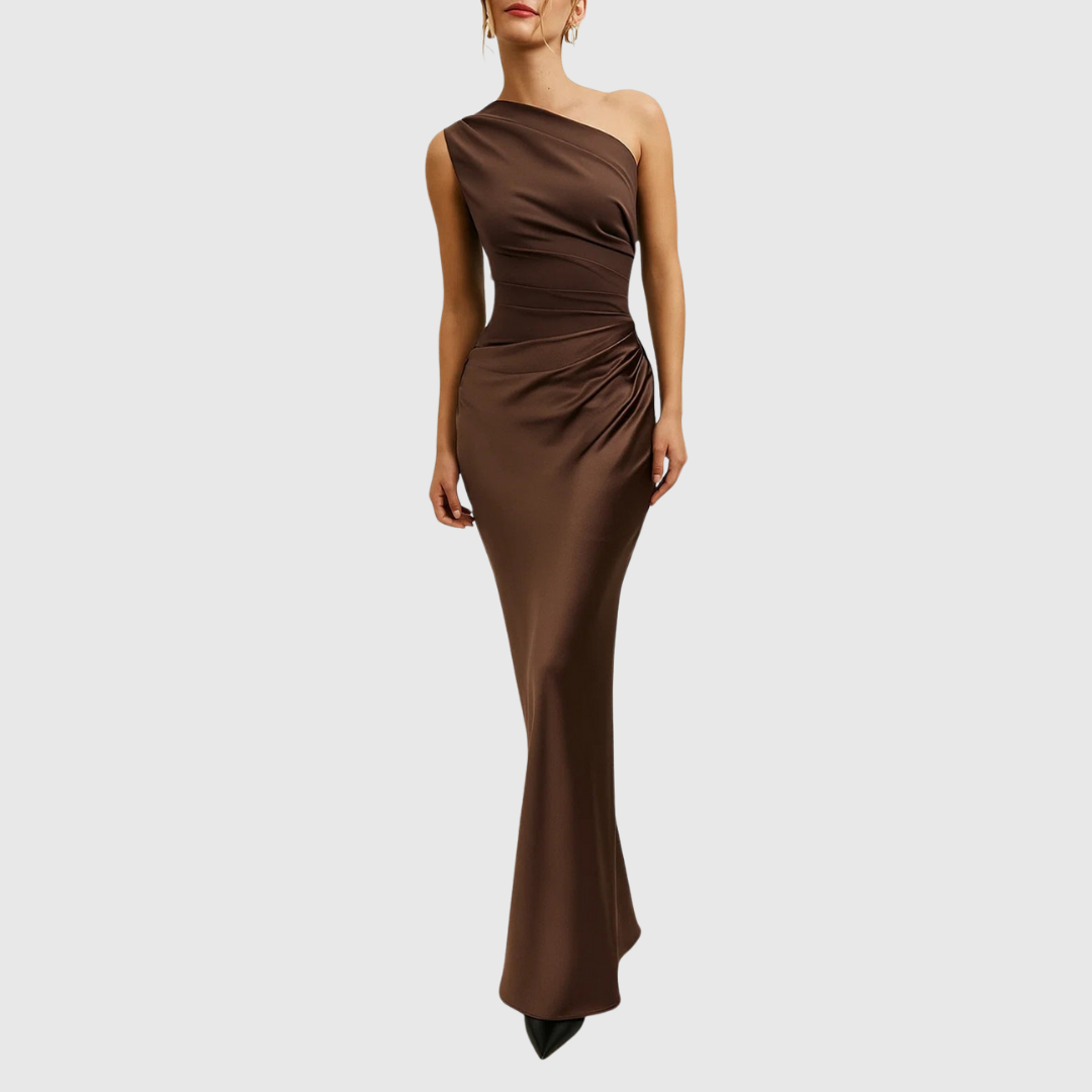 Satin One-Shoulder Ruched Homecoming Dress