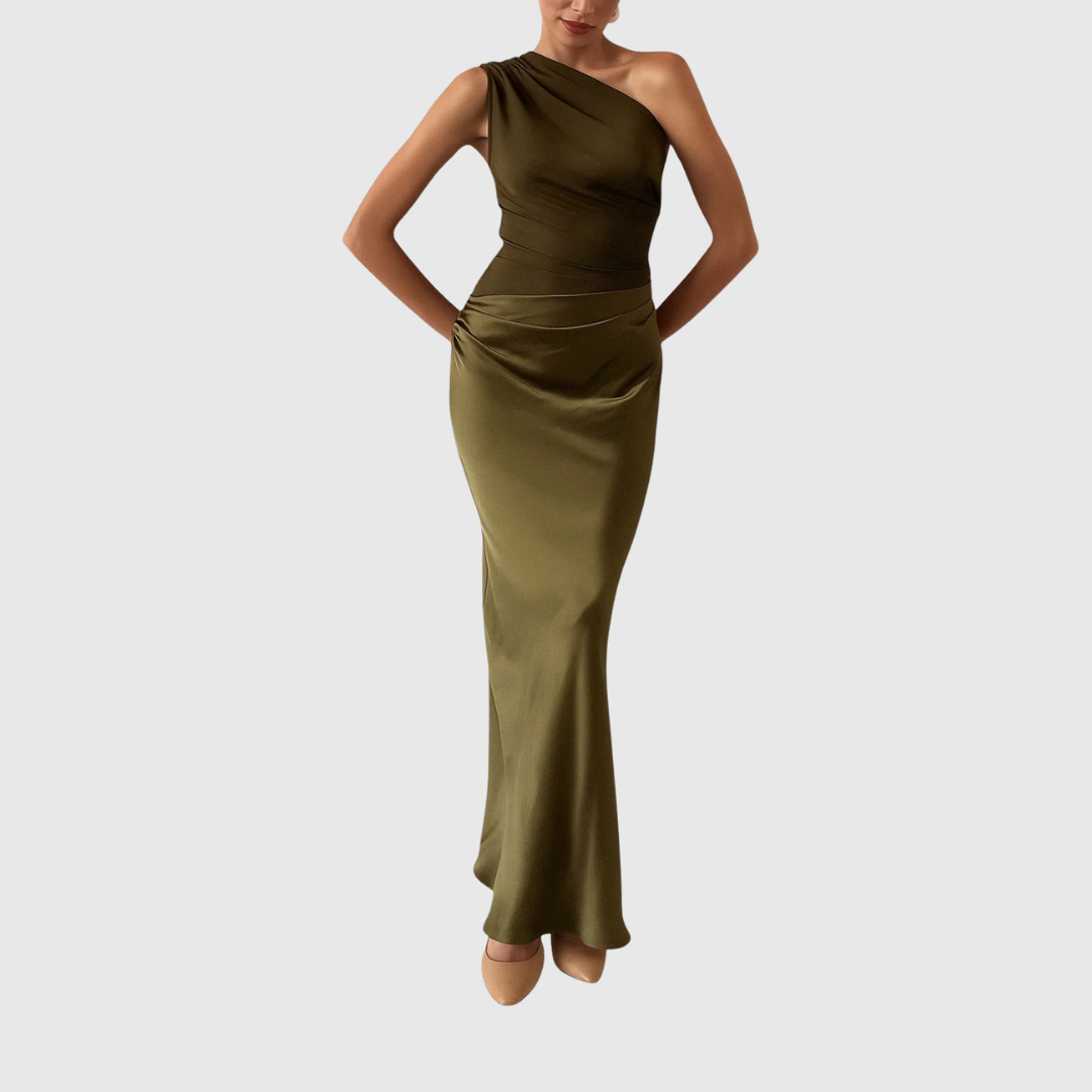 Satin One-Shoulder Ruched Homecoming Dress