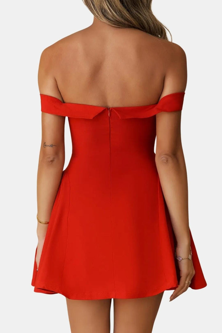 Off Shoulder A-Line Mini Red Homecoming Dress