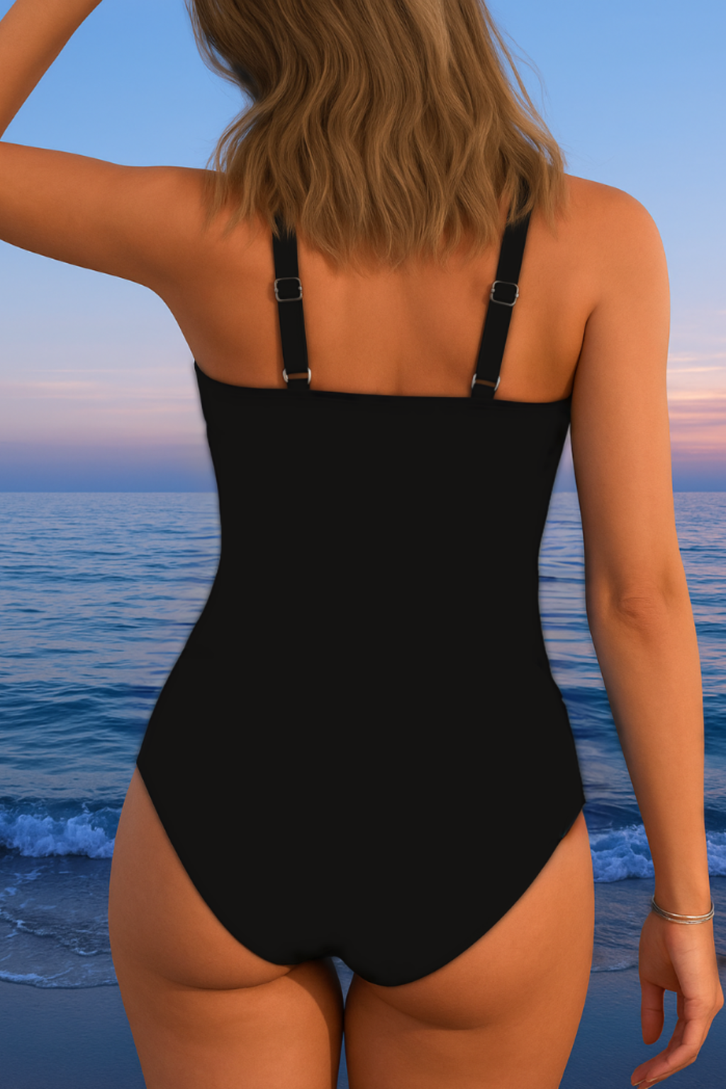 Striped Wrap Front Ruched One Piece Swimsuit