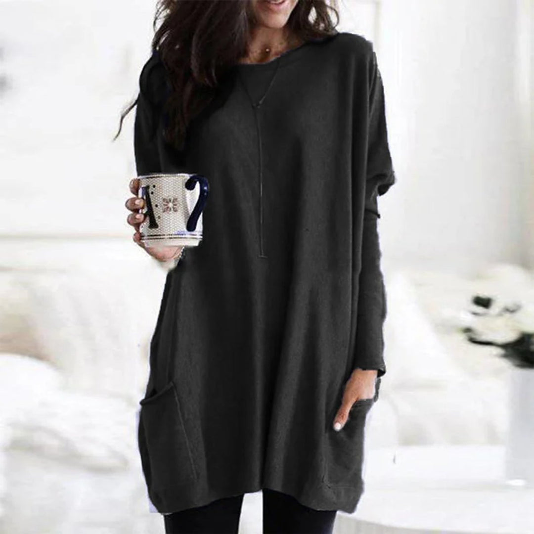 Clementine | Women's Oversized Long Sleeve Crew Neck Tunic Sweater