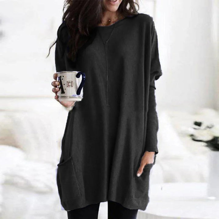 Clementine | Women's Oversized Long Sleeve Crew Neck Tunic Sweater