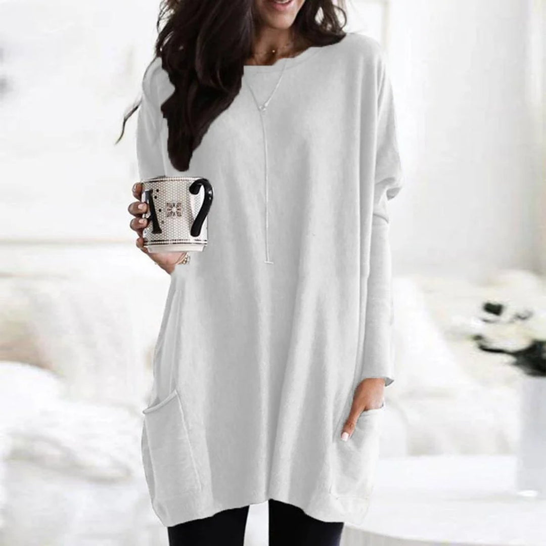 Clementine | Women's Oversized Long Sleeve Crew Neck Tunic Sweater