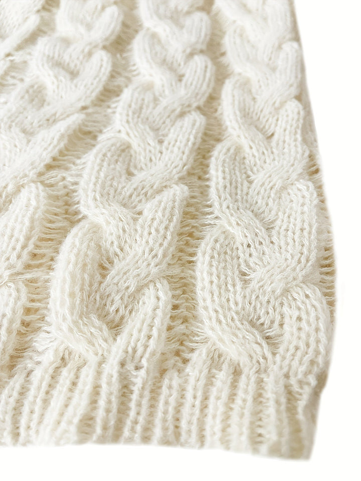 Adalyn | Women's Cable Knit V-Neck Sweater in Angola Mountain Wool