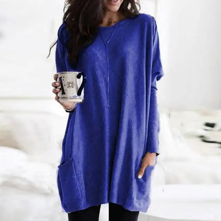 Clementine | Women's Oversized Long Sleeve Crew Neck Tunic Sweater