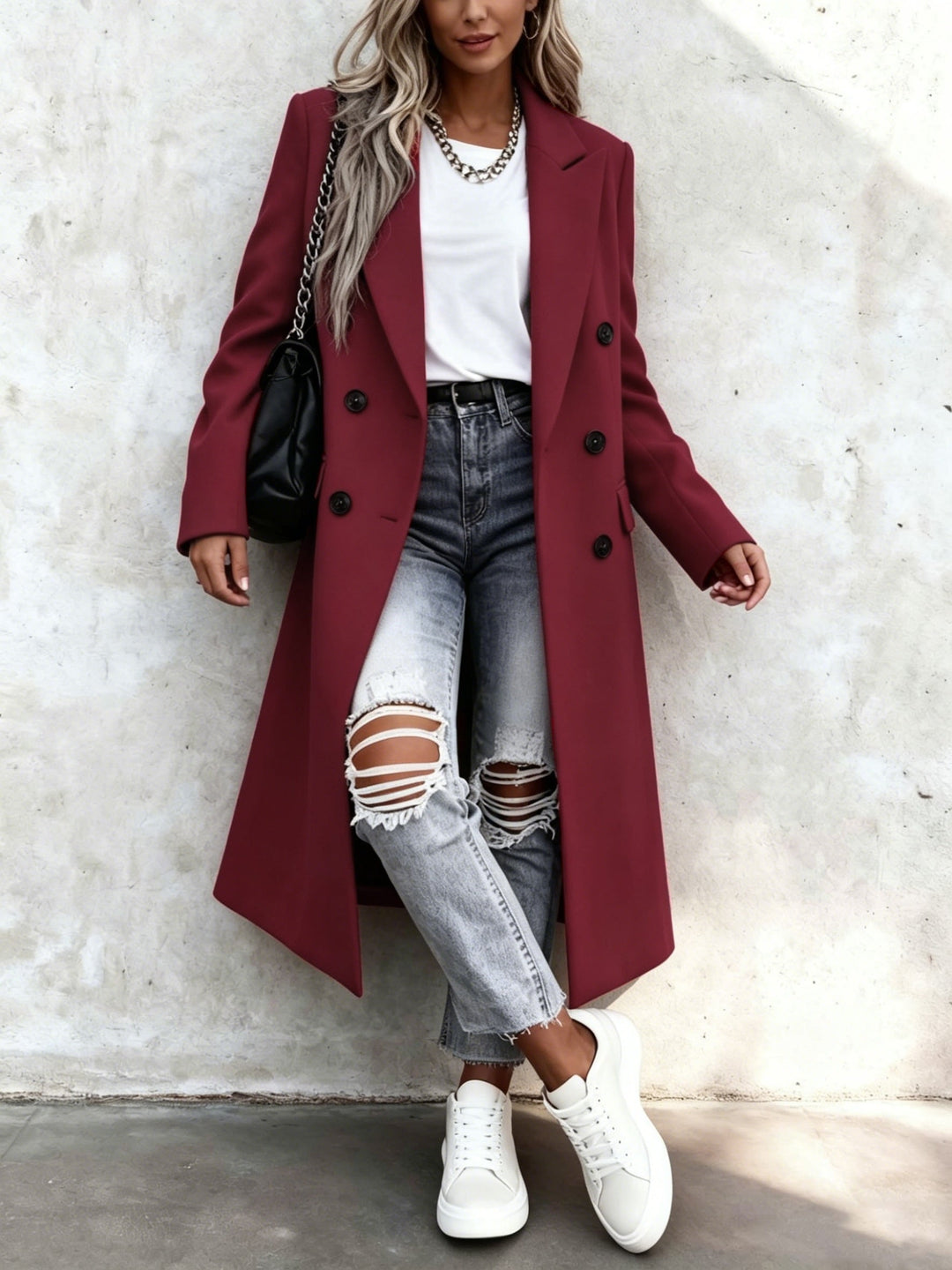 Perpetua | Women's Long Double-Breasted Longline Coat