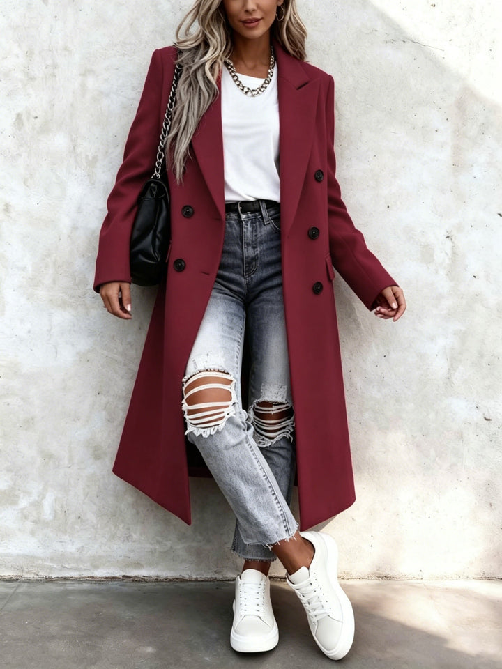 Perpetua | Women's Long Double-Breasted Longline Coat