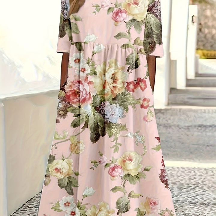 Phoebe™-Floral Print Maxi Dress