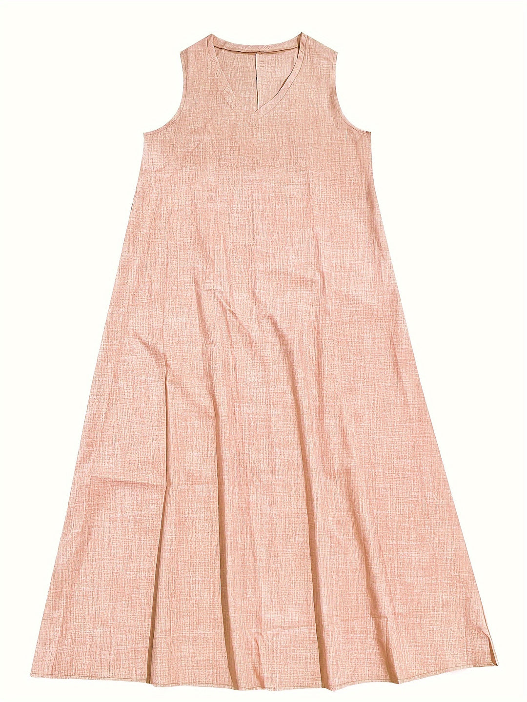 Sleeveless V Neck Relaxed Fit Casual Linen Maxi Dress