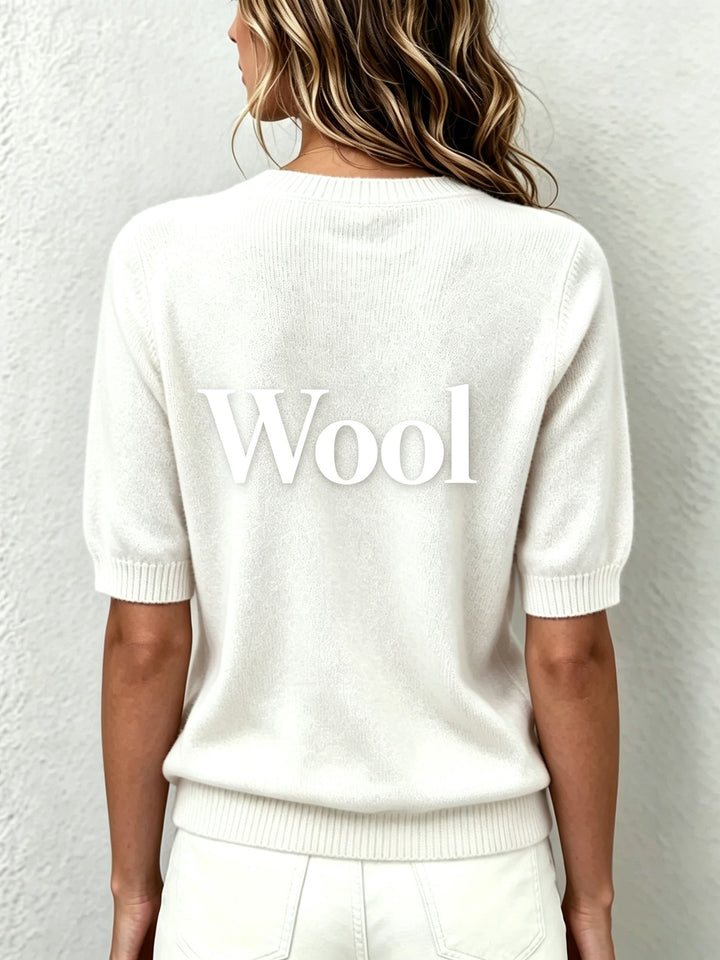 Rosalind | Women's Cashmere Blend Short-Sleeve V-Neck Sweater