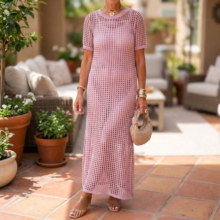 Eyelet Knit Bodycon Maxi Dress