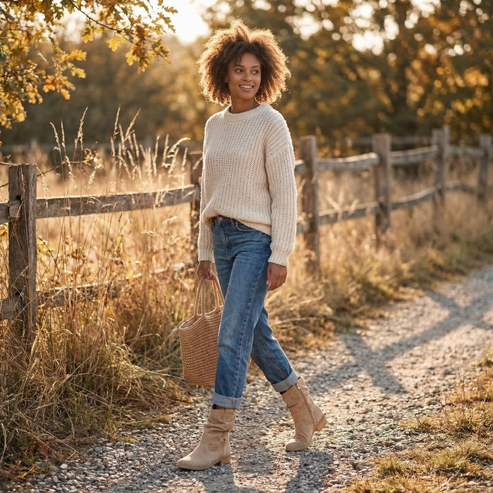 Aurora | Women's Suede Western-Style Slouch Ankle Boots