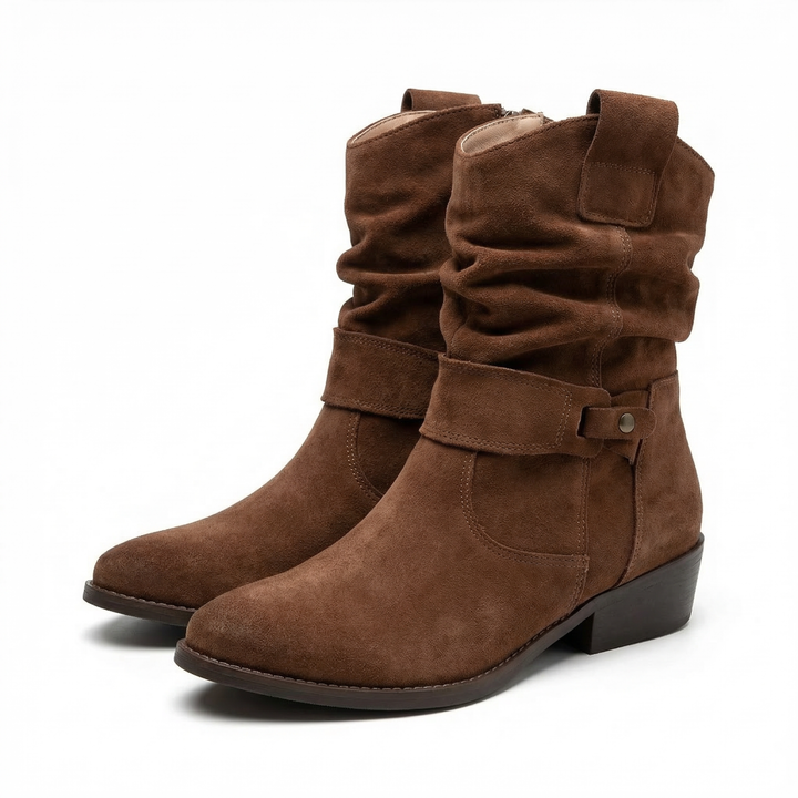 Aurora | Women's Suede Western-Style Slouch Ankle Boots