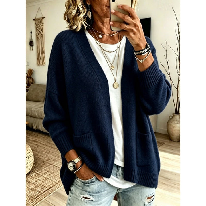 Josie | Women's Oversized Open-Front Knit Cardigan with Ribbed Cuffs and Pockets