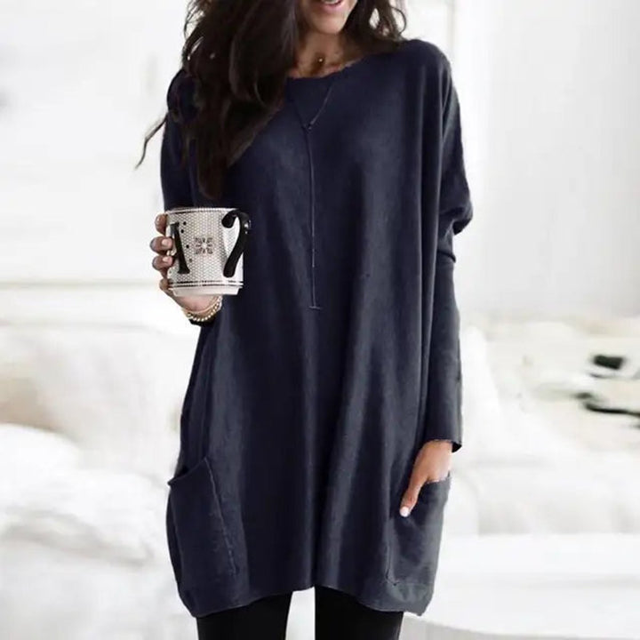 Clementine | Women's Oversized Long Sleeve Crew Neck Tunic Sweater