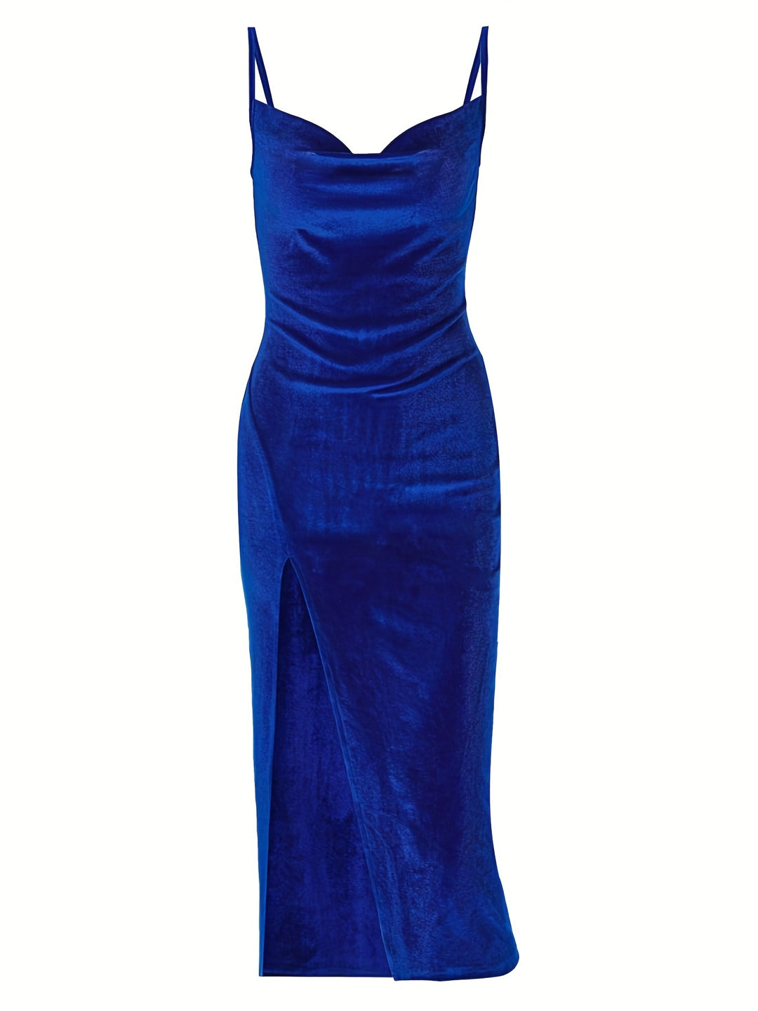 Royal Blue Ruched Slit Homecoming Maxi Dress