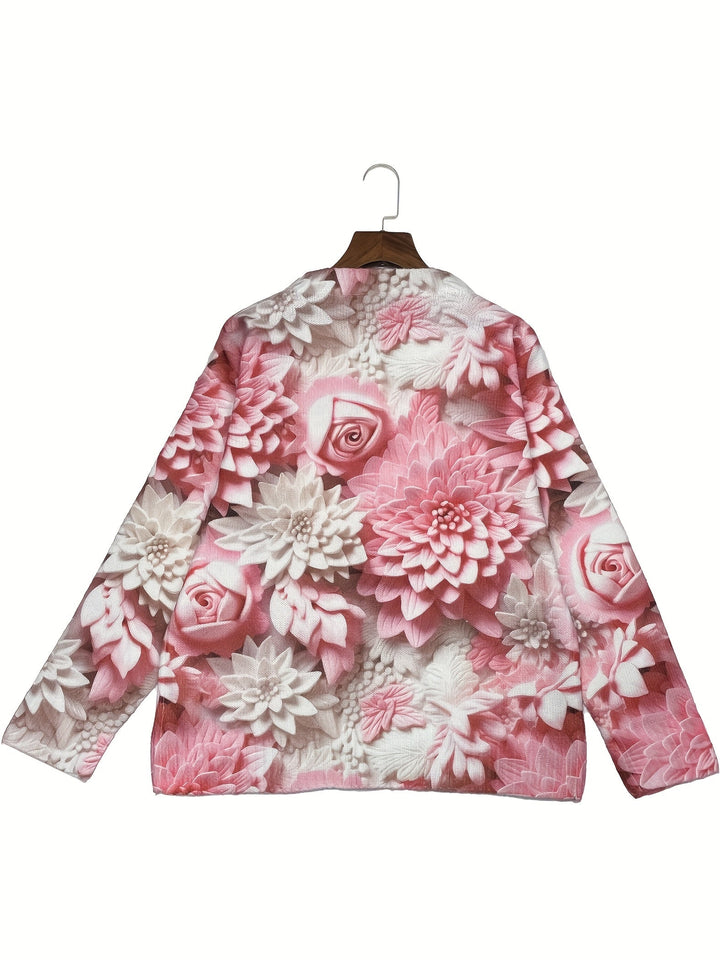 Jackie-3D Floral Print Cardigan