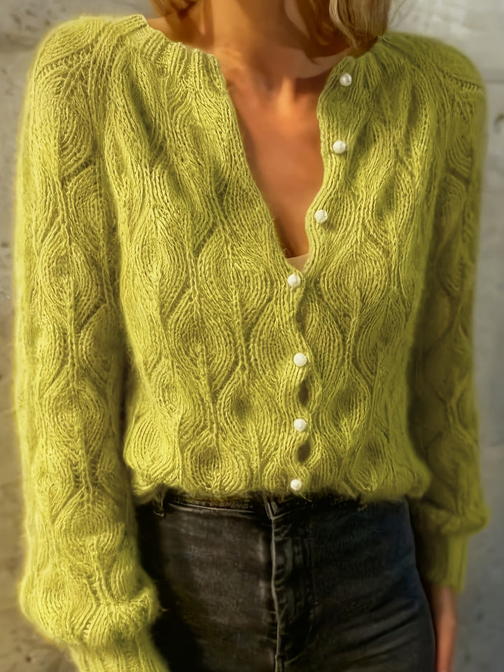 Jolene | Women's Faux Mink Pearl Button Cardigan