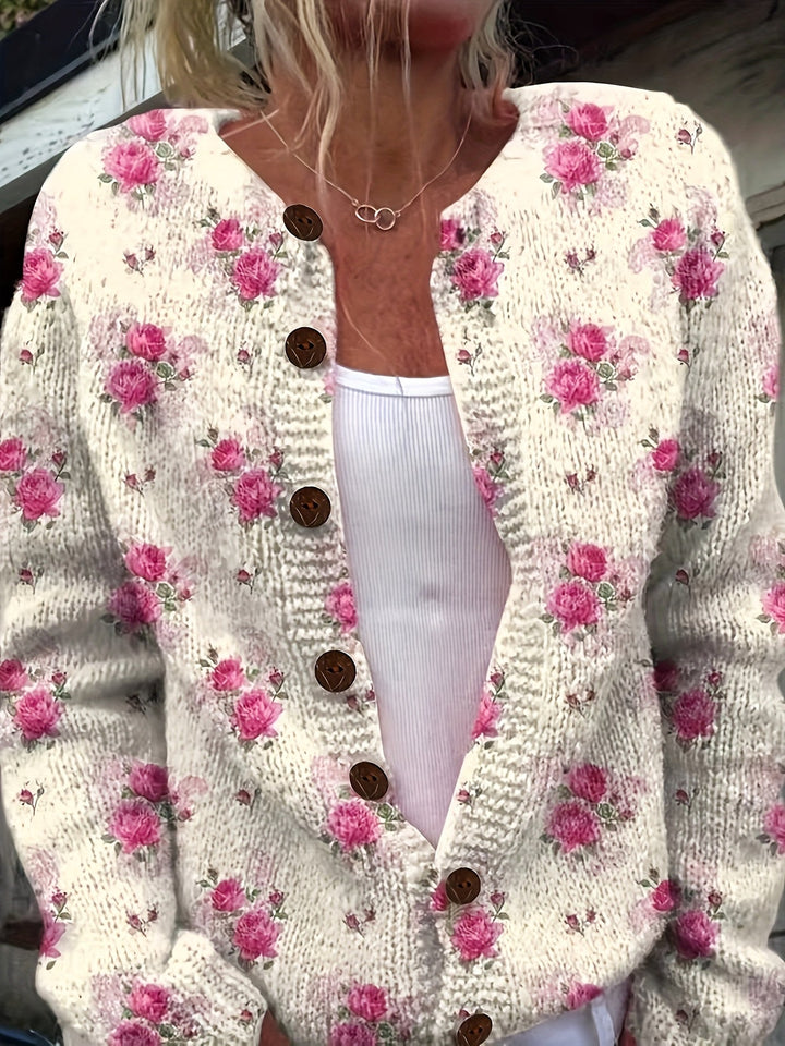 Wendy- 3D Floral Print Cardigan