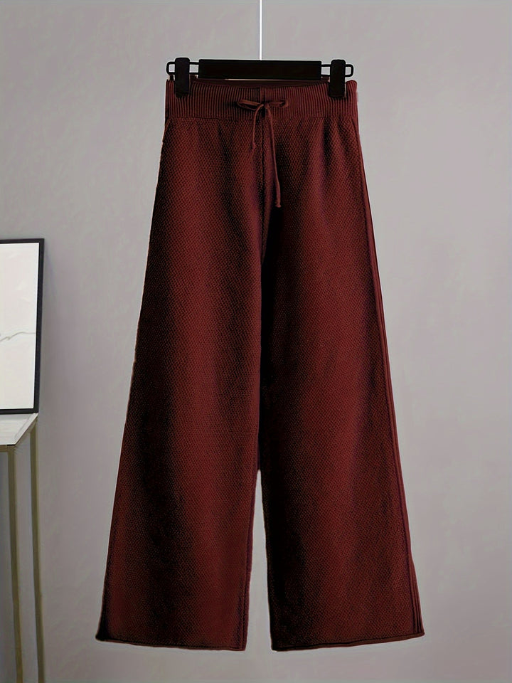 Freya | Women's Ribbed Sweater and Wide-Leg Knitted Pants Set