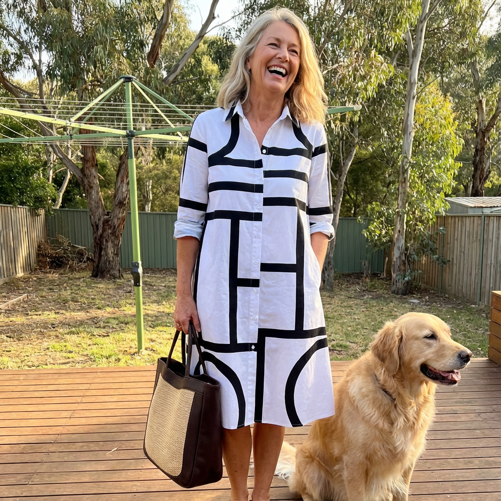Soreya | Geometric Everyday Midi Dress