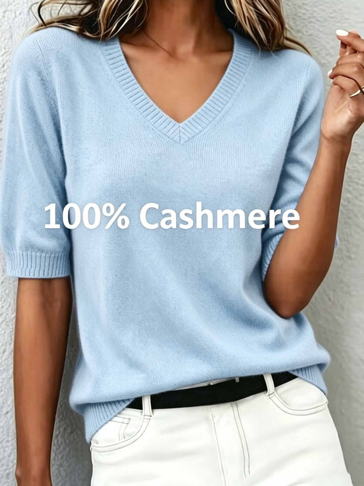 Rosalind | Women's Cashmere Blend Short-Sleeve V-Neck Sweater