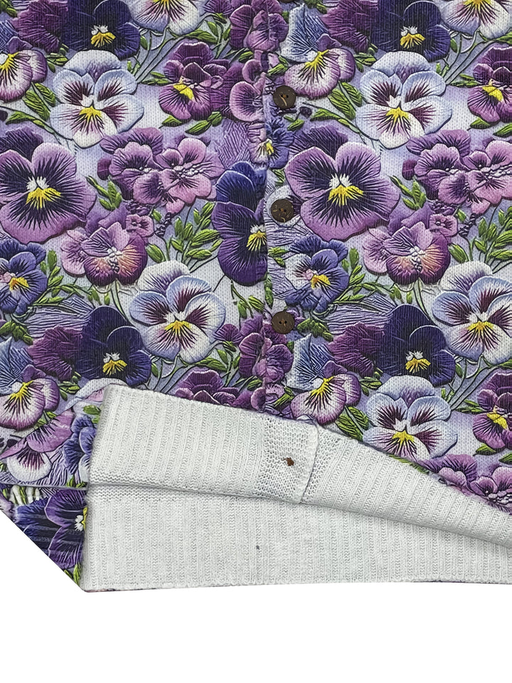 Janie-3D Floral Print Cardigan