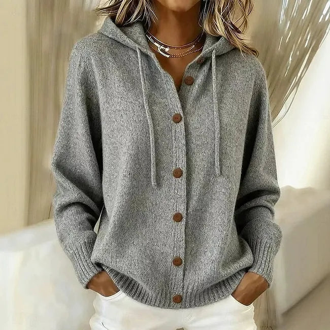 Freya | Women's Button Front Hooded Knit Cardigan Sweater