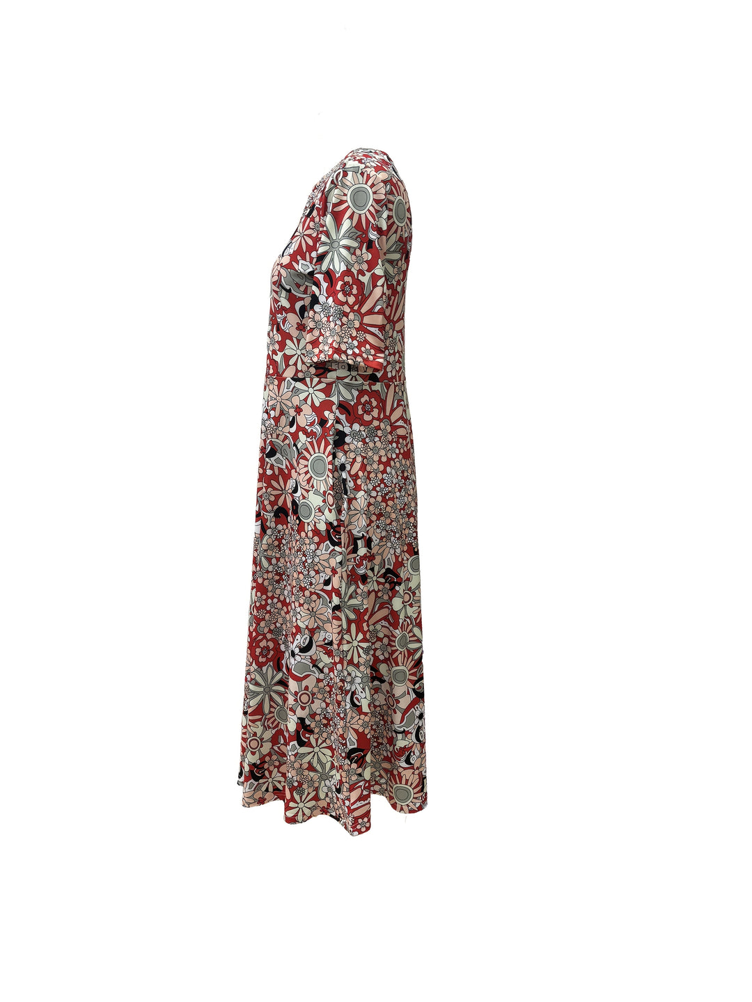 Gabi™-Elegant Floral Print V-Neck Midi Dress