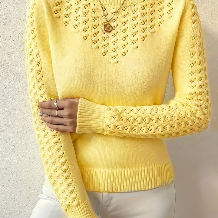 Marielle | Women's Pointelle Crew Neck Sweater