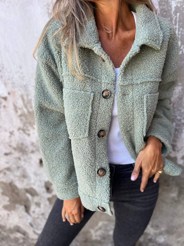 Brenna | Women's Sherpa Button-Front Jacket with Chest Pockets