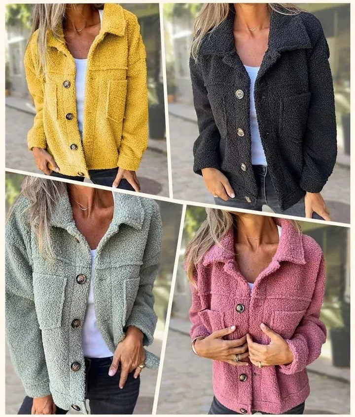 Brenna | Women's Sherpa Button-Front Jacket with Chest Pockets