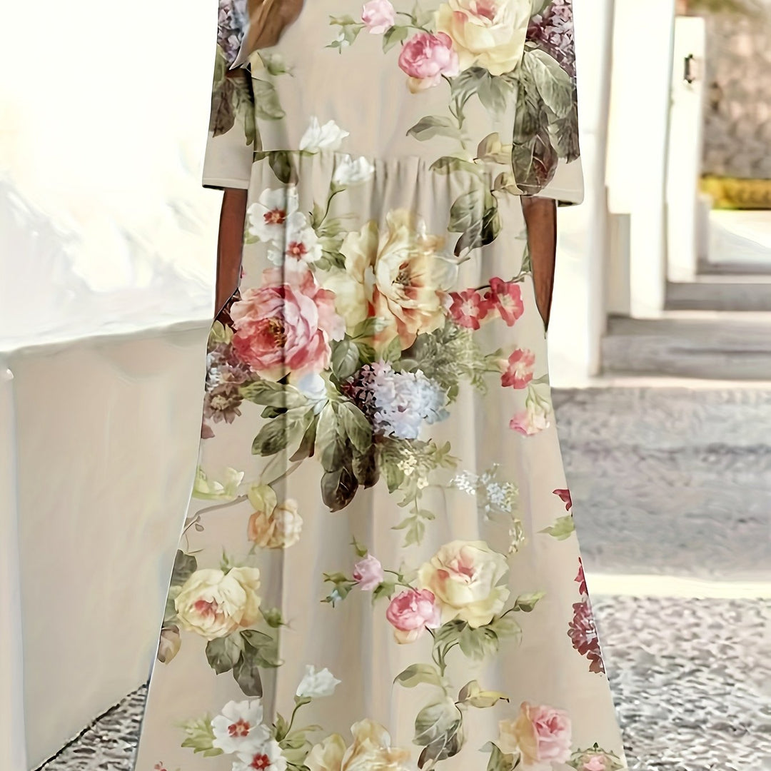 Phoebe™-Floral Print Maxi Dress