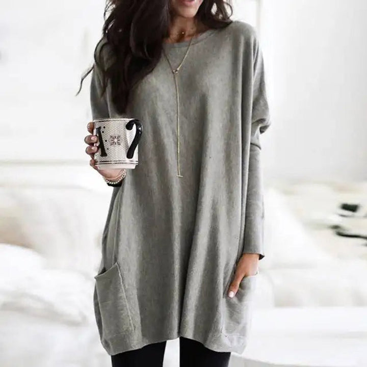 Clementine | Women's Oversized Long Sleeve Crew Neck Tunic Sweater