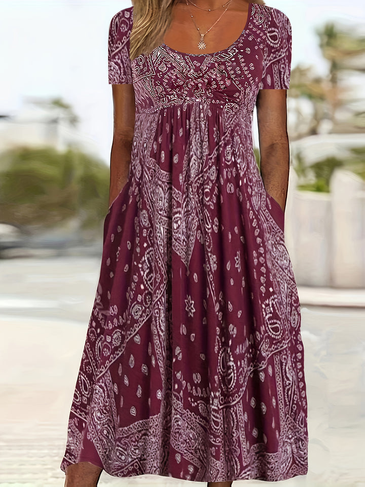 Yuki™-Casual Paisley Print Dress