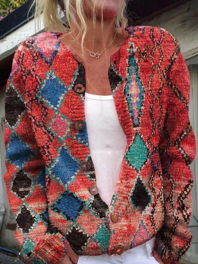 Mireille | Women's Floral Print Button Cardigan Sweater