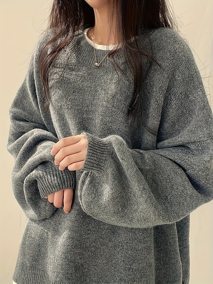 Marigold | Women's Oversized Crew Neck Sweater with Balloon Sleeves