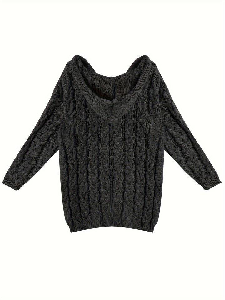 Adalyn | Women's Cable Knit V-Neck Sweater in Angola Mountain Wool