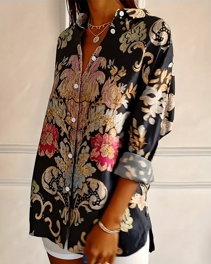 Printed Collar Shirt Button-Up