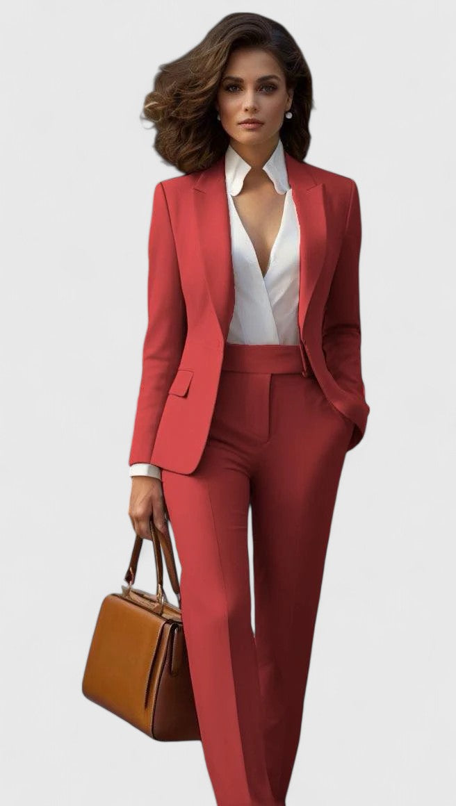 Tailored Shawl Lapel Blazer Slim Pant Two Piece Suit Set