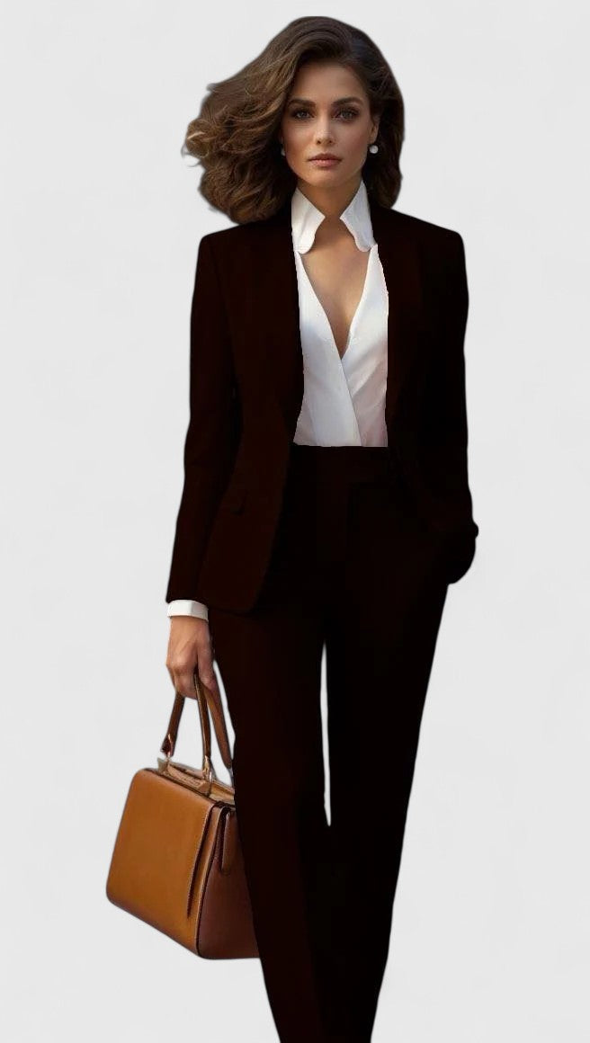 Tailored Shawl Lapel Blazer Slim Pant Two Piece Suit Set