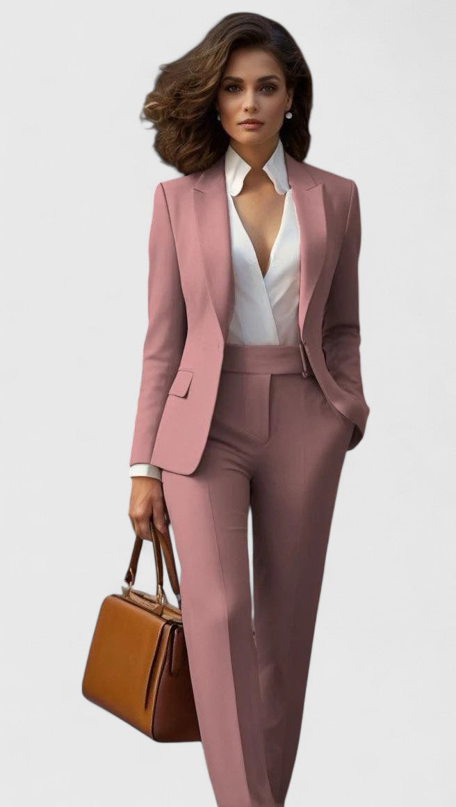 Tailored Shawl Lapel Blazer Slim Pant Two Piece Suit Set