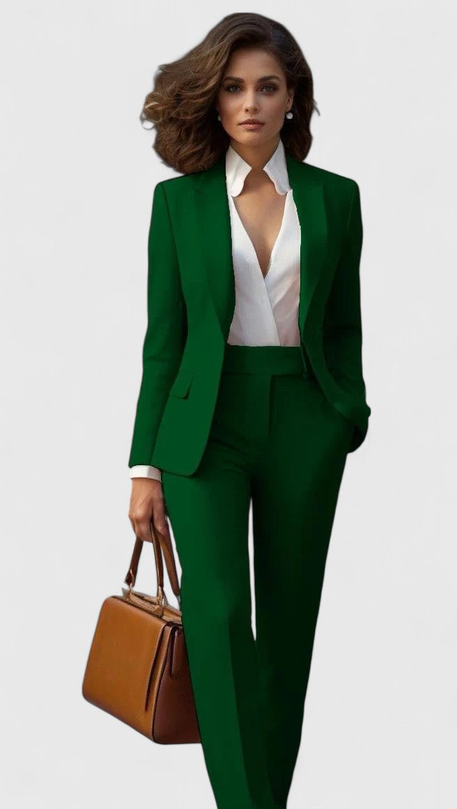 Tailored Shawl Lapel Blazer Slim Pant Two Piece Suit Set