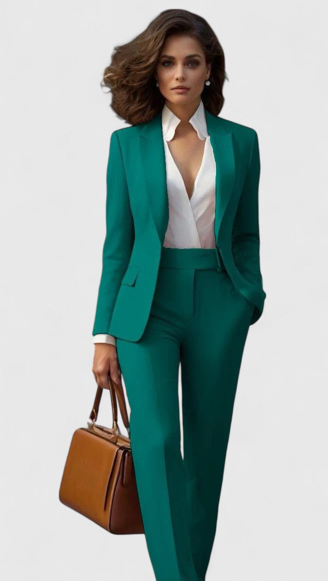 Tailored Shawl Lapel Blazer Slim Pant Two Piece Suit Set