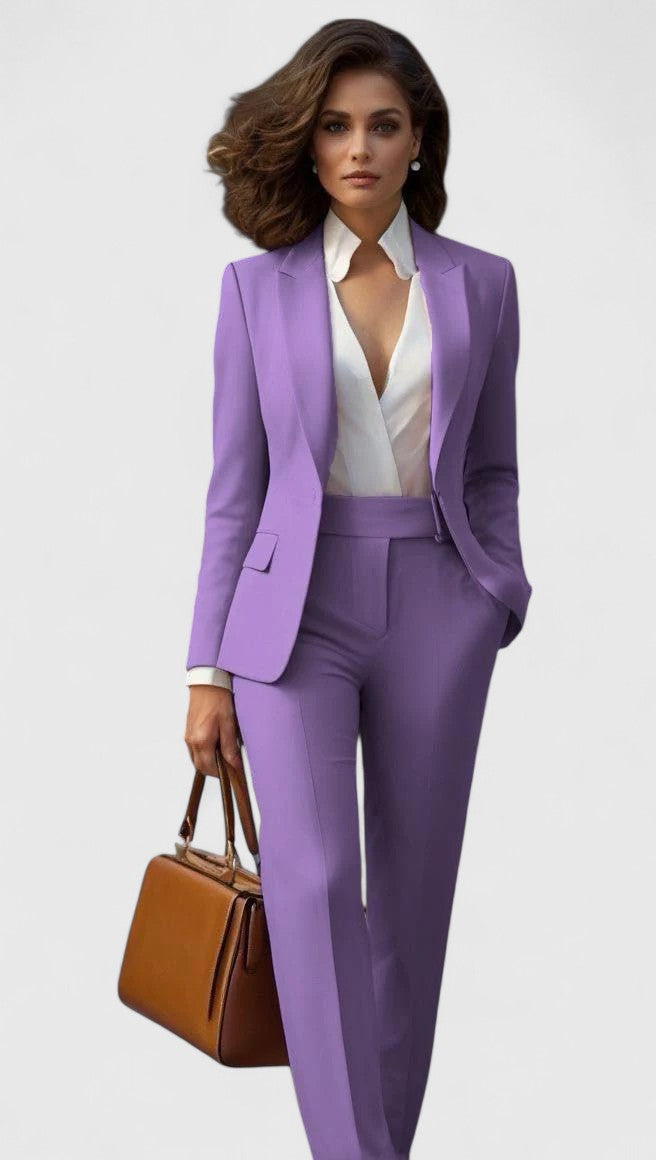 Tailored Shawl Lapel Blazer Slim Pant Two Piece Suit Set