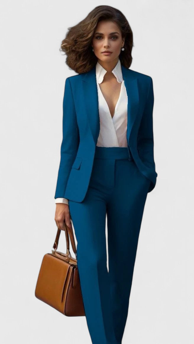 Tailored Shawl Lapel Blazer Slim Pant Two Piece Suit Set