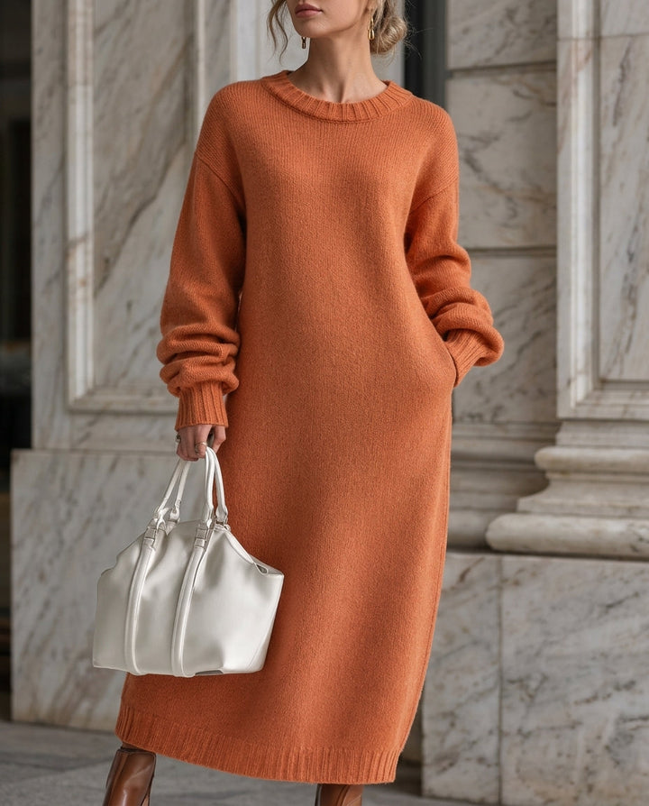 Avery | Women’s Oversized Puff Sleeve Long Sweater Dress