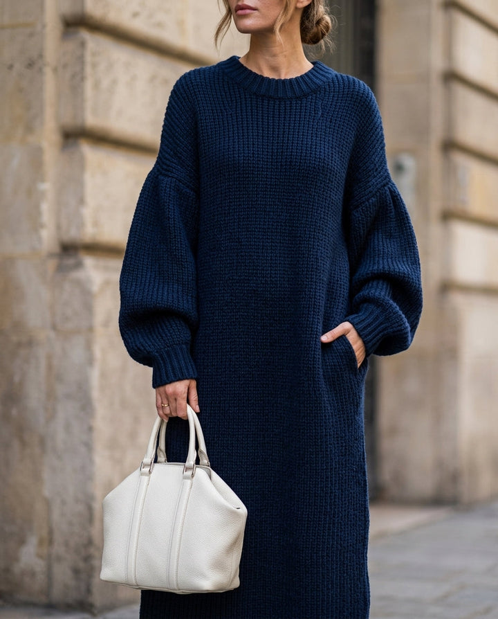 Avery | Women’s Oversized Puff Sleeve Long Sweater Dress